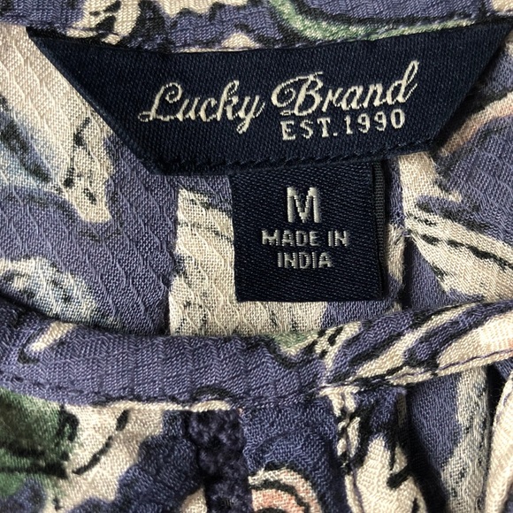 LUCKY Brand Floral Top Blouse Blue M EUC - Picture 2 of 14